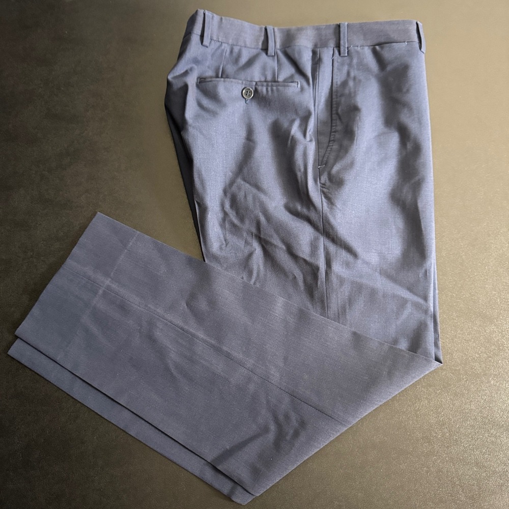 Canali Men Navy Wool Stretch Dress Pants Slacks Flat Front‎ 32 / 28